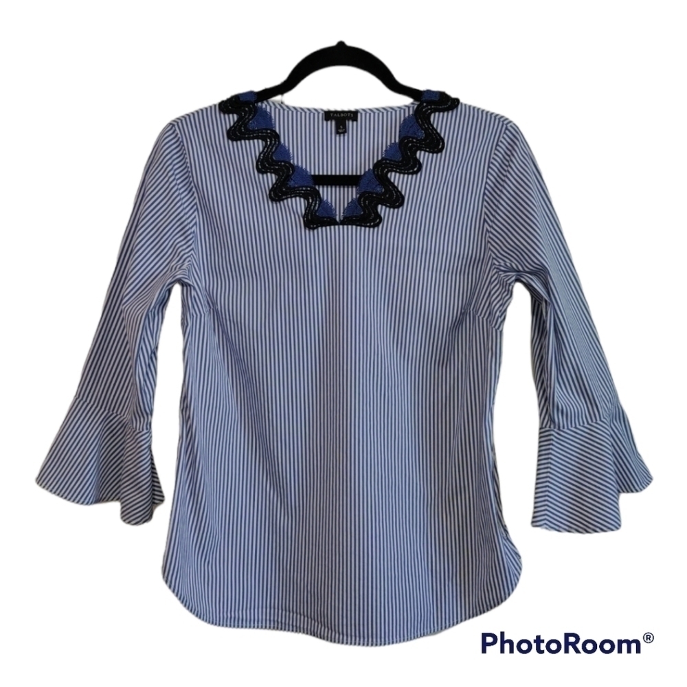 Talbot's blue and white striped tunic top size small